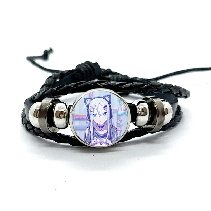 Project SEKAI Anime Yoisaki Kanade Leather Bracelets Glass Dome Snap Button Bracelet & Bangles Fashion Women Men Jewelry