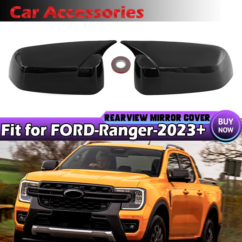 

Глянцевый черный чехол для бокового зеркала заднего вида для Ford Ranger 2023 2024, 2 шт.