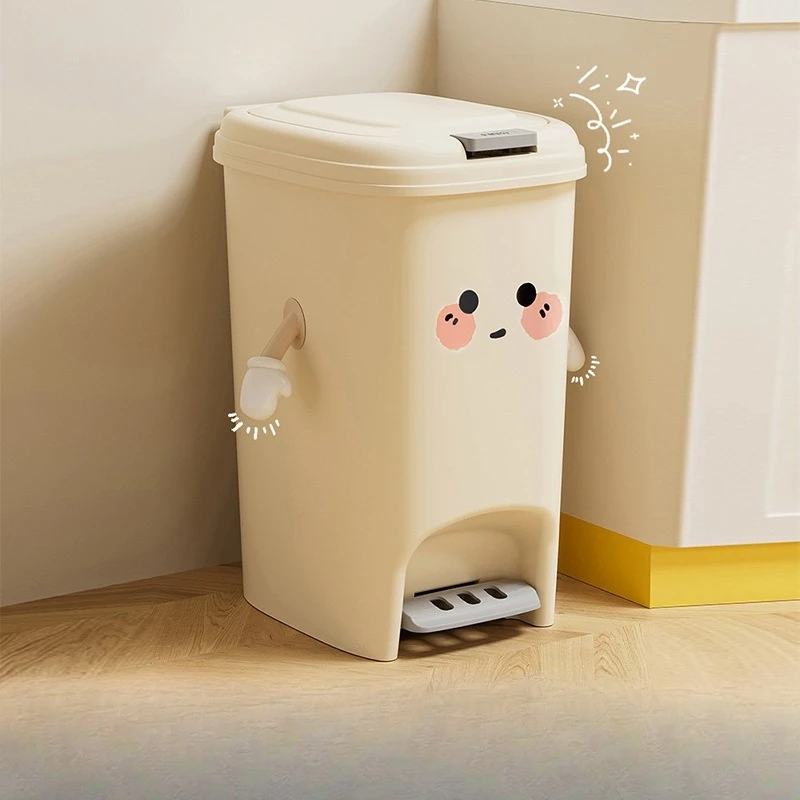 

20L Large Capacity Kitchen Trash Can PP Material Durable Plastic Waste Bin Pedal Lid Easy Clean Home Office Kitchen Trash Bin