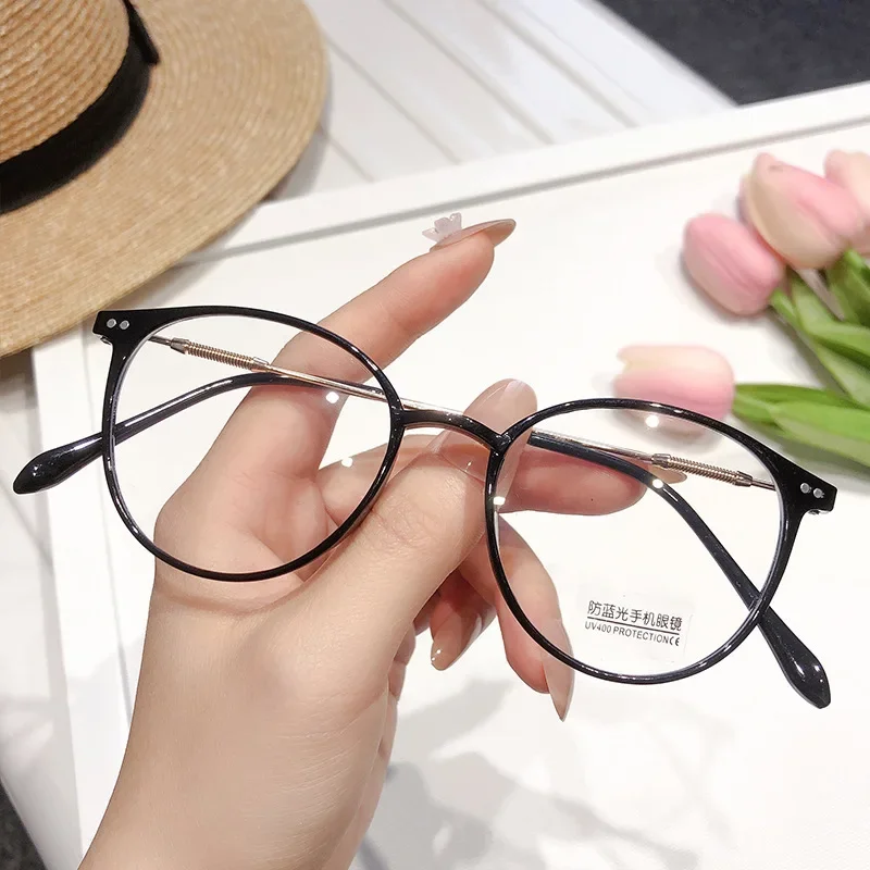 New Fashion Retro Anti Blue Light Glasses for Women Men Ultralight TR Alloy Frame Female Trend Optical Transparent Eyeglasses