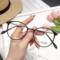 New Fashion Retro Anti Blue Light Glasses for Women Men Ultralight TR Alloy Frame Female Trend Optical Transparent Eyeglasses