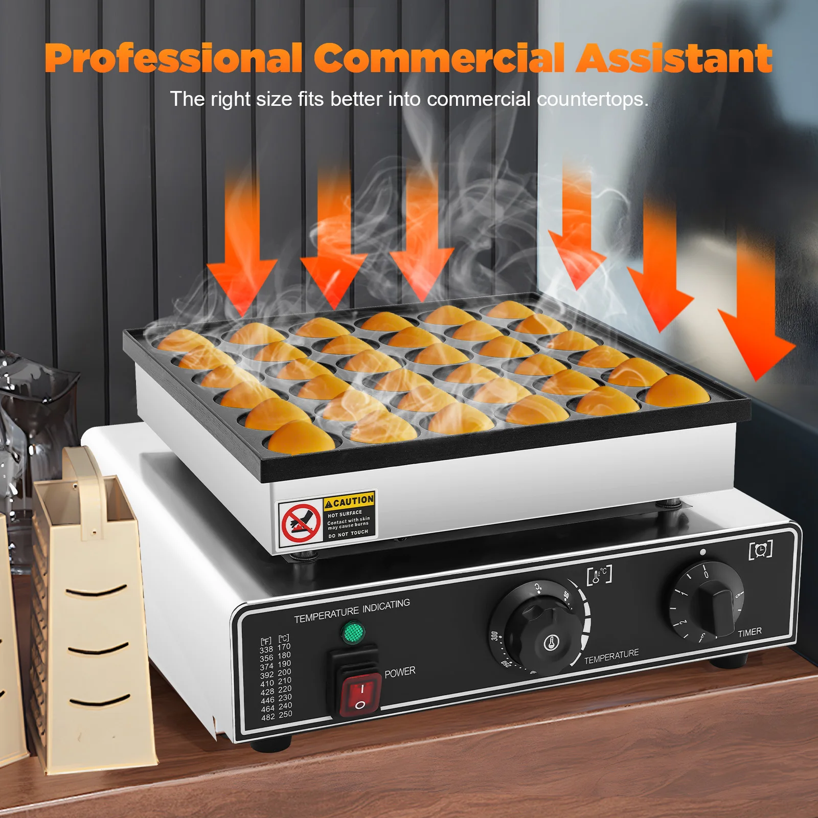 36 Loch Waffelmaschine 950 W Edelstahl Waffeleisen Antihaft-Snack-Maschine Einstellbare Mini-Pfannkuchenmaschine