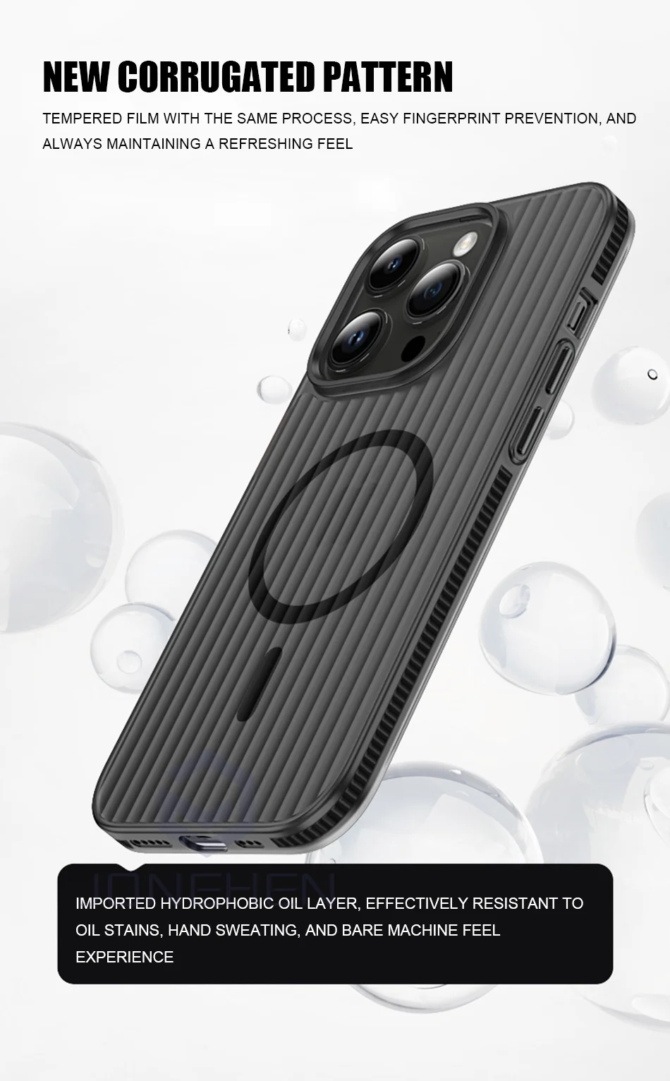 Corrugated Pattern Non-slip Bumper Magnetic Wireless Charge Case For Magsafe For iPhone 16 15 14 13 17 Pro Max Hard Matte Cover