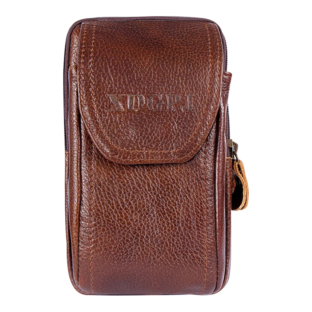 Mężczyźni Outdoor Sports Waist Bag Fashion Cowhide Wallet Slim Coin Purse Coin Pocket Bag Mobile Phone Holder Bag for Best Gift