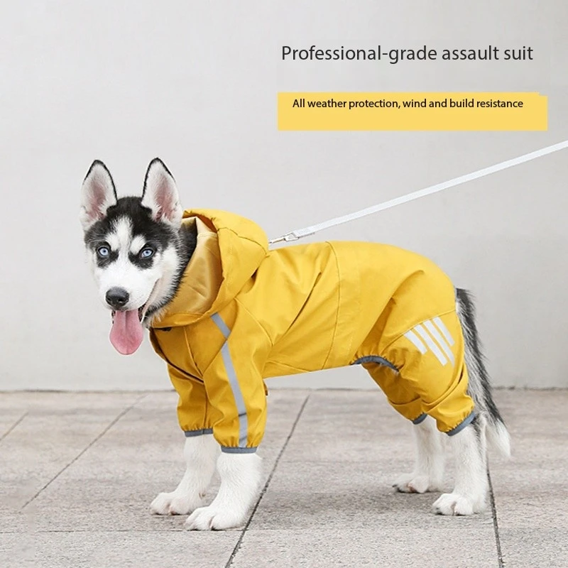 

Dog Raincoat Pet Waterproof Raincoat Night reflection Windproof coat Pets Outwear Four Legged Hardshell jacket Solid Clothes