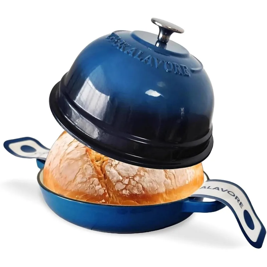 

Голландская печь для выпечки хлеба, эмалированная печь для хлеба на 6 литров, хлебопечка с крышкой 10,5 дюйма, формы для хлеба для домашнего хлеба, синяя