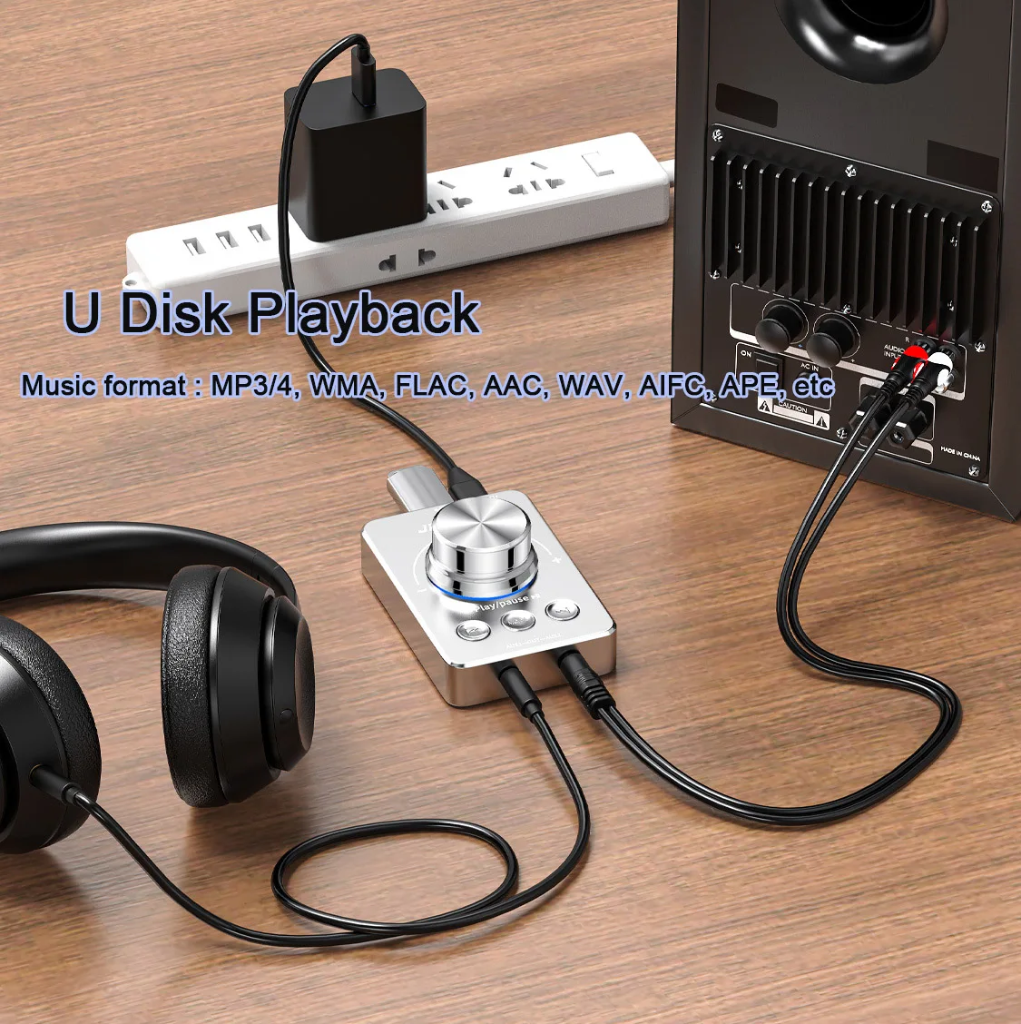 JUXINICE USB Volume Adjustment Knob with Rotate Volume Adjustment & USB Disk Playback, PC Sound Control Multimedia Controller fo