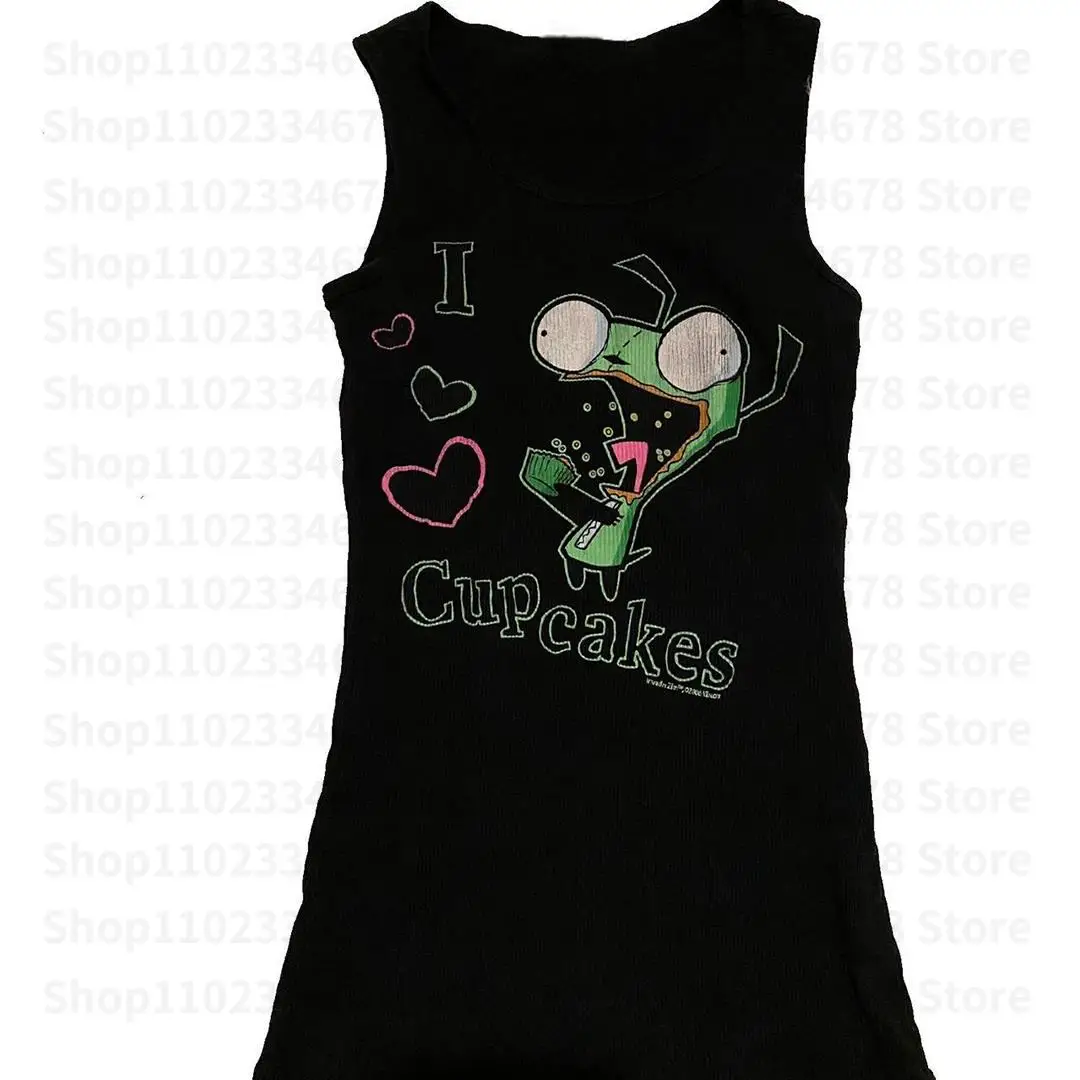 Y2k Corsetto da donna Canotta Grafica estetica Stampa Vestiti Vintage Punk Gotico Canotta Top Grunge Baby Tee Crop Top Emo ragazza