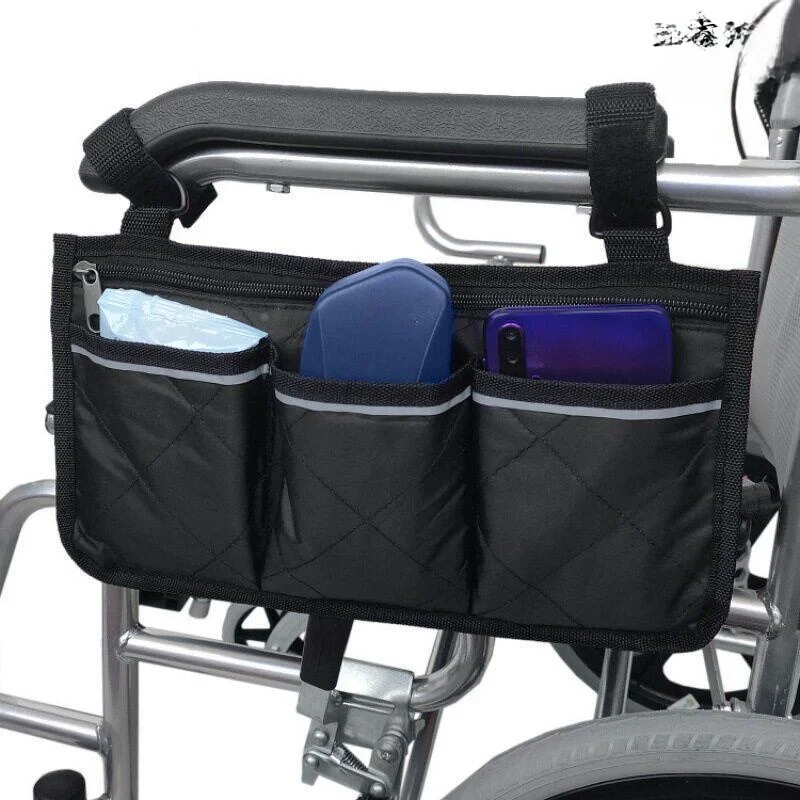 Wheelchair Side Storage Bag Coin Pocket Convenient Multi-Functional Hanging Bag Backpack Storage Bag Handrest Bag