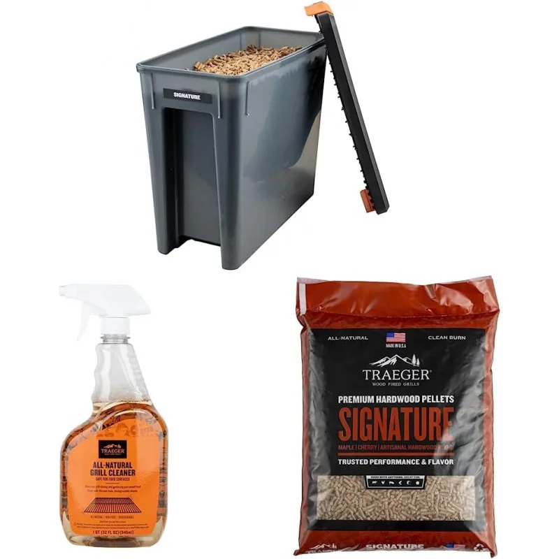 

Pellet Grills BAC637 Stay Dry Pellet Bin, Black & Traeger Pellet Grills BAC679 All Natural Cleaner Grill Accessories 946 ml & Tr