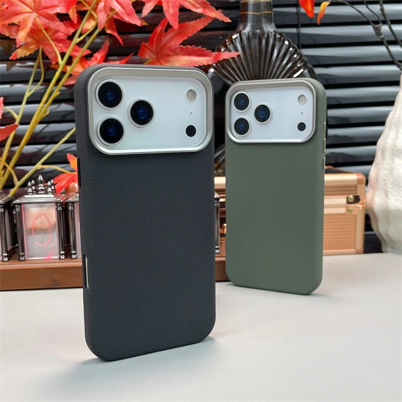 

Luxury Diamonds Texture For Magsafe Leather Case For iPhone 13 14 15 16 17 Pro Max Alloy Lens Wireless Charge shockproof Cover ﻿