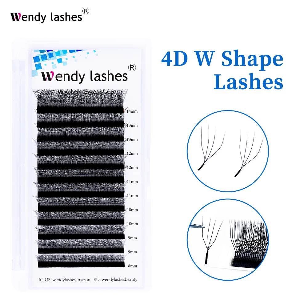 10pcs/set W Shape Eyelash Extensions 3/4D Premade Volume Fan Lashes W Style Lashes Mink Volume Lashes Natural Eyelashes