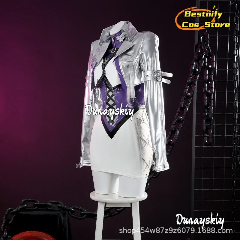 CosplayNaraka: Bladepoint Viper Ning Shermie Cosplay Costume PU leather Jacket+Hip Wrap Dress Anime Viper Ning Role-play Girl co