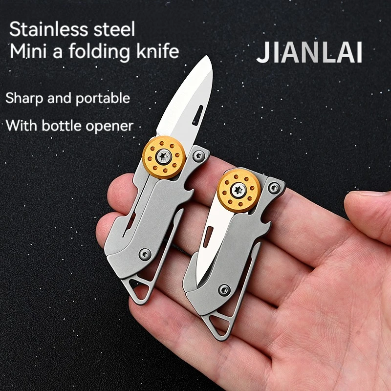 

New Outdoor High Hardness D2 Steel Sharp Folding Knife Portable Keychain Hook Disassembly and Assembly Box Collecting Knife