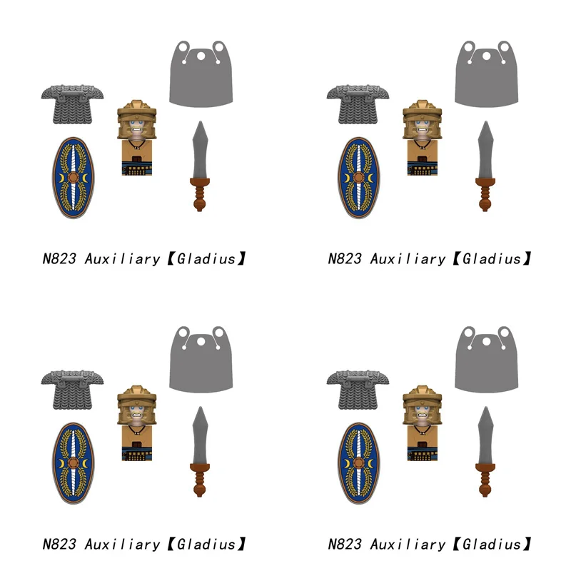 Mittelalterliche militärische römische Soldat-Figur, Baustein, Burg, Ritter, Armee, Corp, Infanterie, Offizier, Schild, Schwert, DIY-Modell, Ziegel, Spielzeug