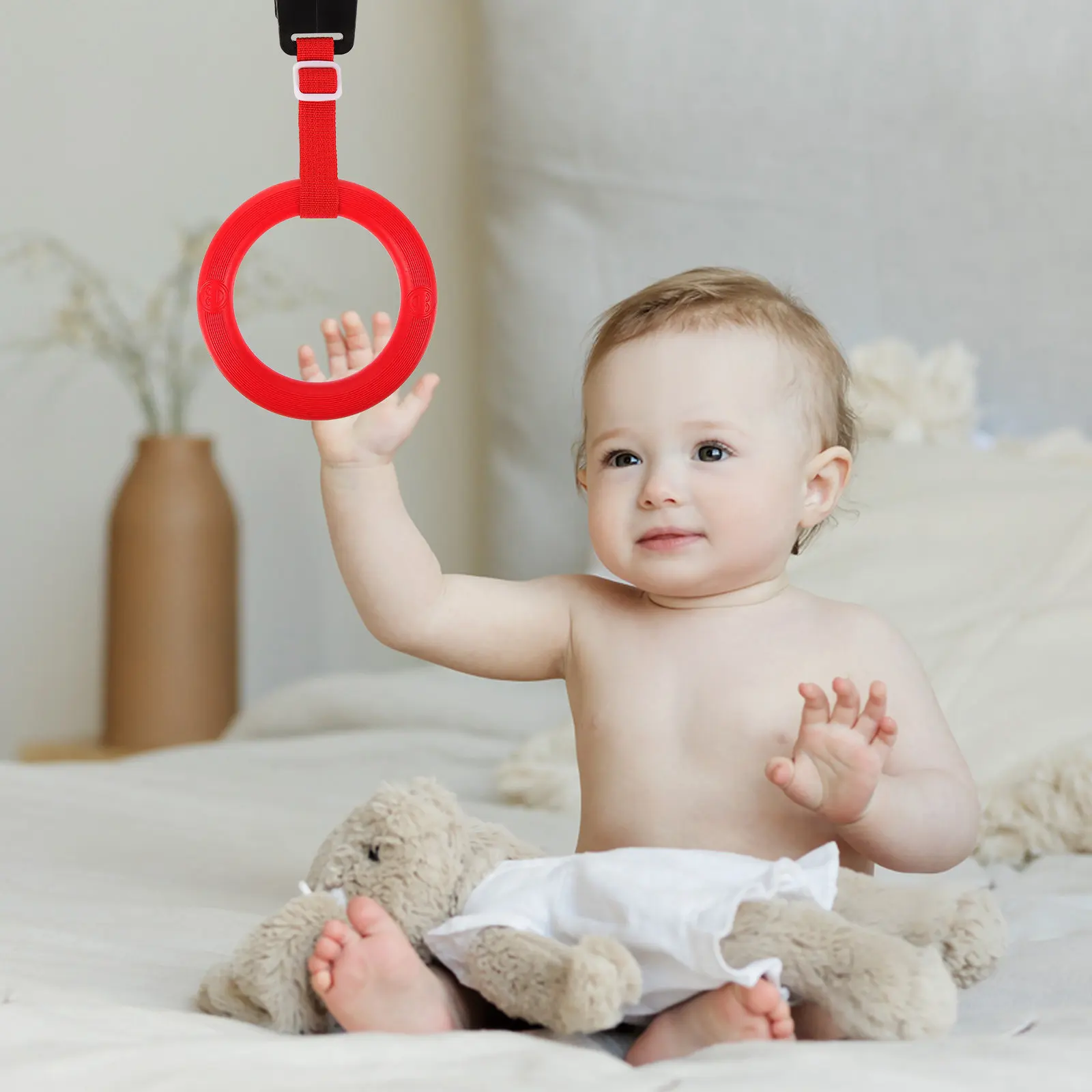Baby Bed Standing Pull Ring Easy Install Nursery Infant Crib Hanging Ring Walking Assistant Baby Handgrip for Learning Steps