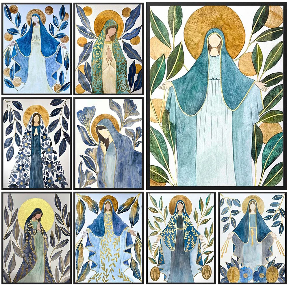 

Christianity Virgin Mary Nun Gospel Poster Wall Pictures For Church Religion Decor Posters Wall Art Canvas Painting Unframed