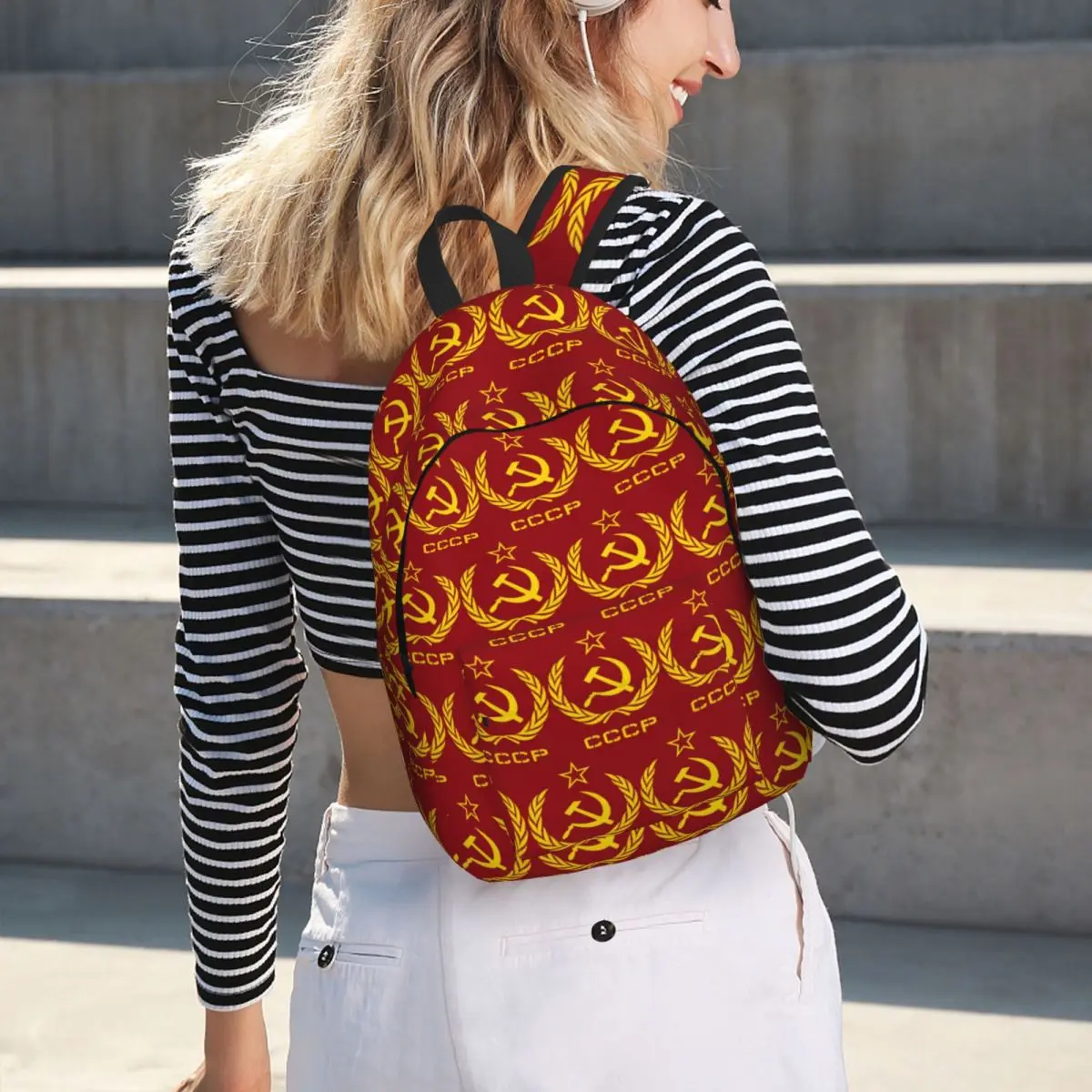 Russian USSR Soviet Union Hammer And Sickle CCCP Communist Backpack Hot Sale Daypack BookBag School Bag Shoulder Bags Men Women