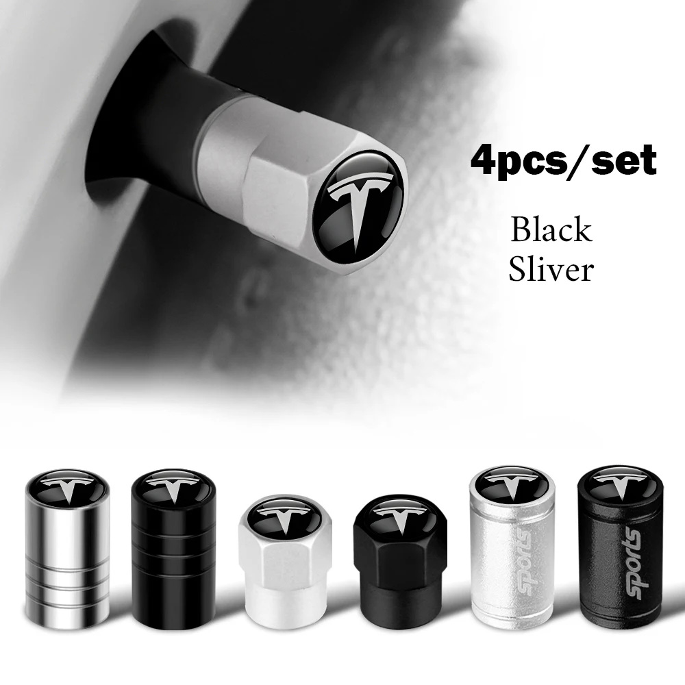 4 pçs acessórios do carro liga de metal válvula do pneu haste tampas de ar para tesla modelo 3 modelo s modelo x bobina mod wy k80 roadster mod
