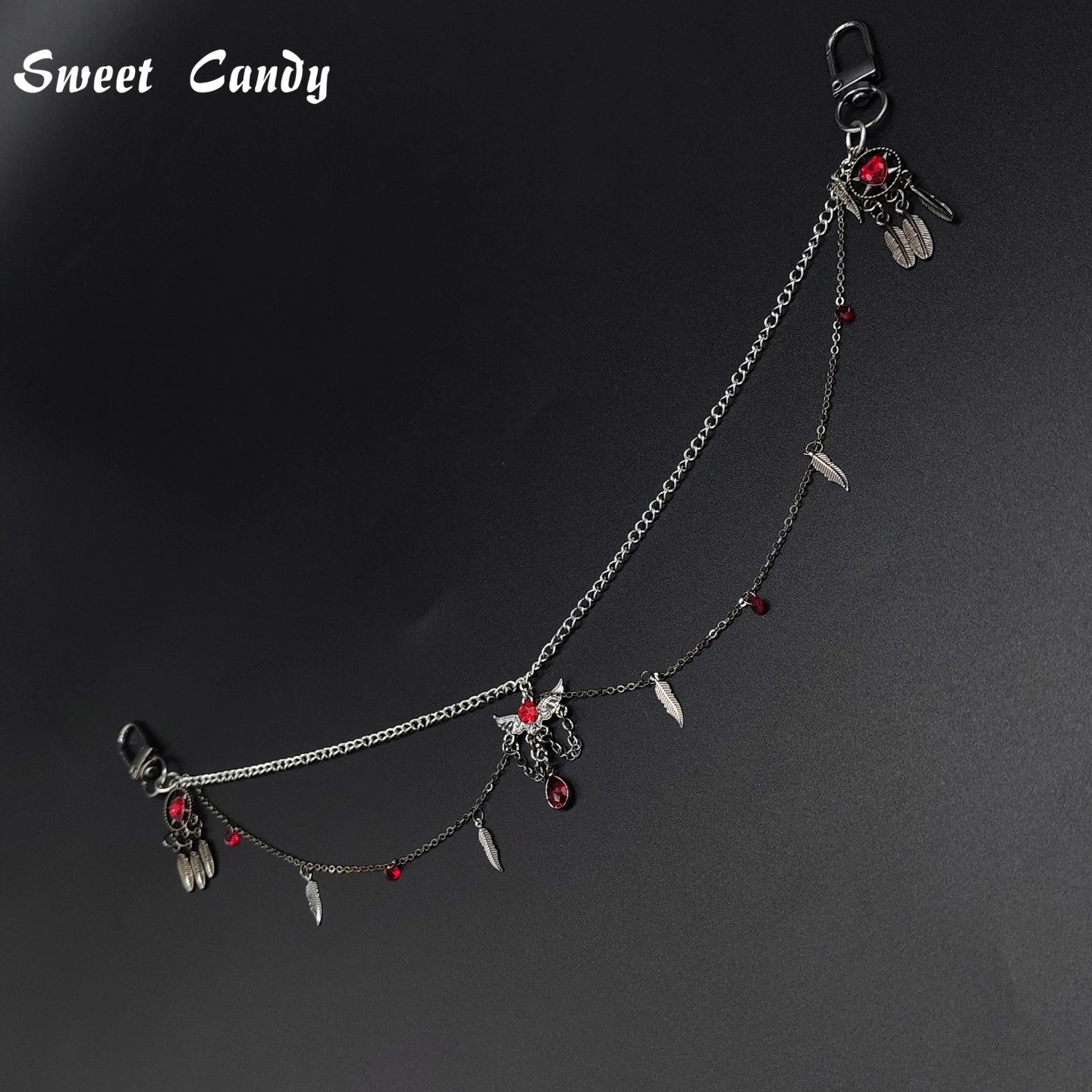 Adjustable Detachable ITA Bag Double Chain Post-Punk Gothic Pendant DIY Bag Decorative Chain Pain Bag Charm Fashion Waist Chain