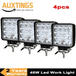 DE Stock Free Tax 4Pcs 4Inch 48W 12V 24V LED Work Light Spot/Flood Square Driving Lights Offroad 4WD Trailer Motorcycle Truck