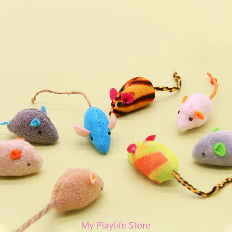 8 Pcs Cat Toy Plush Mouse Long Tail Toy for Kitten Teething Chewing Toy for Cat to Exercise Gift Pet Supplies