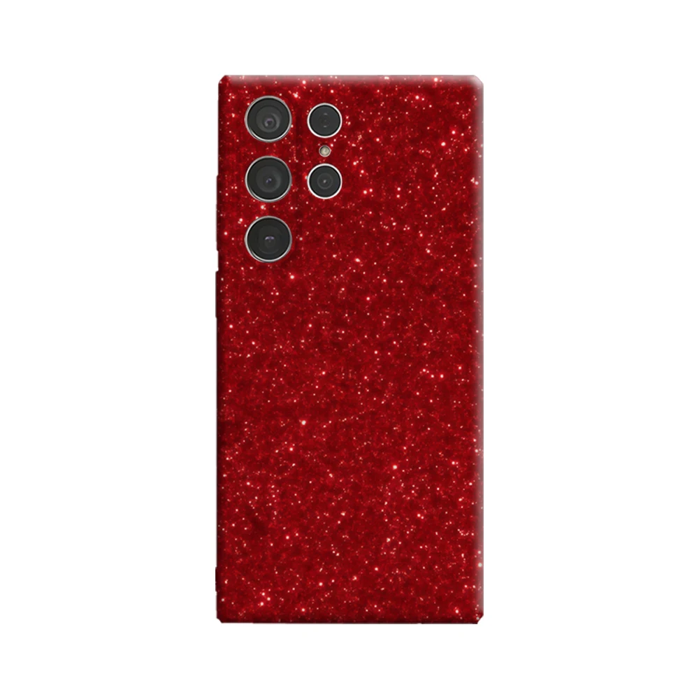 Rote Glitzer-Diamant-Handyhülle für Samsung Galaxy S25 Ultra S24 S23 Ultra Plus, stoßfeste doppellagige Rückseite