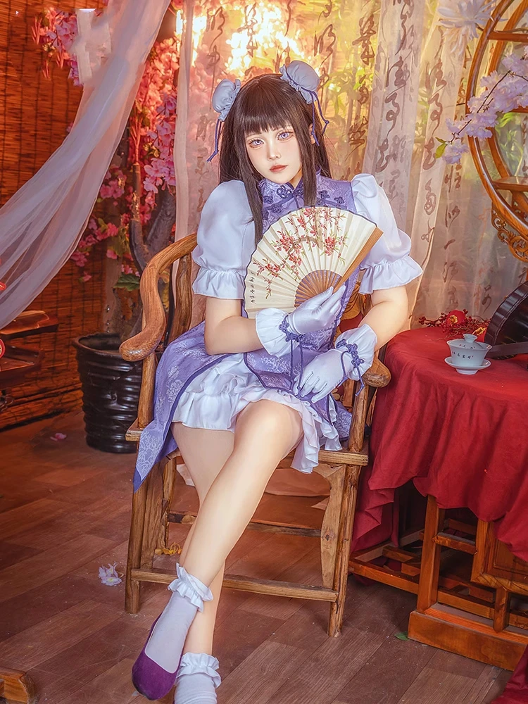 Fashion Anime Puella Magi Madoka Magica Akemi Homura Cosplay Costume Women Cheongsam Dress Role Play Clothing Daily Party Suit