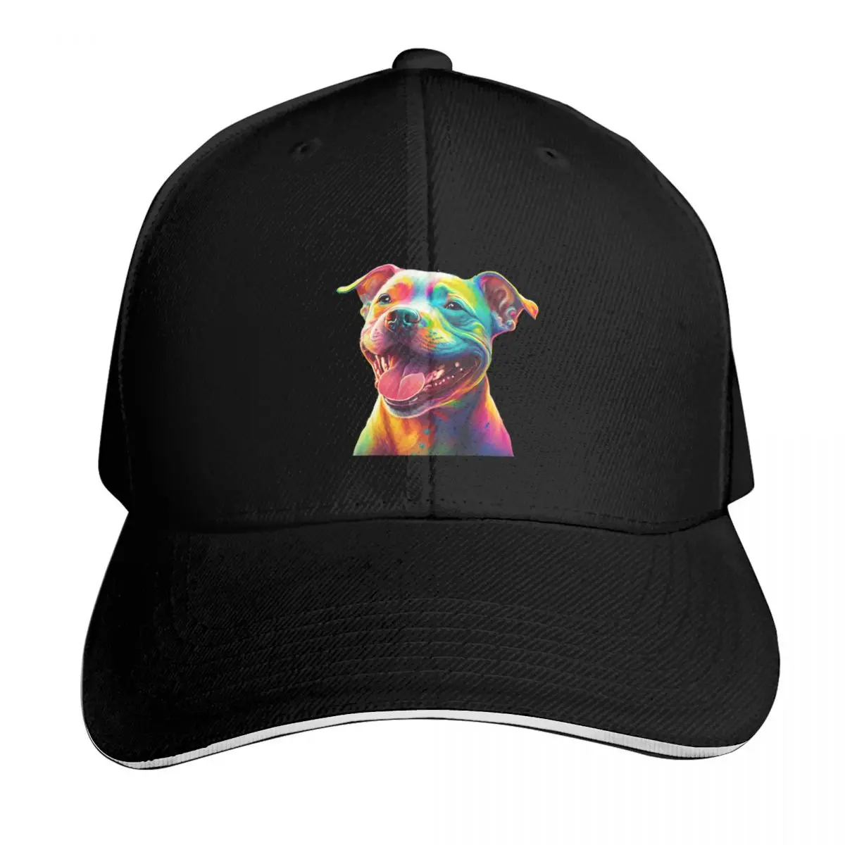 Border collie bull staffy dog happy smiling Baseball Cap Unisex for Men Women Outdoor Golf Running Hiking Summer Beach Travel
