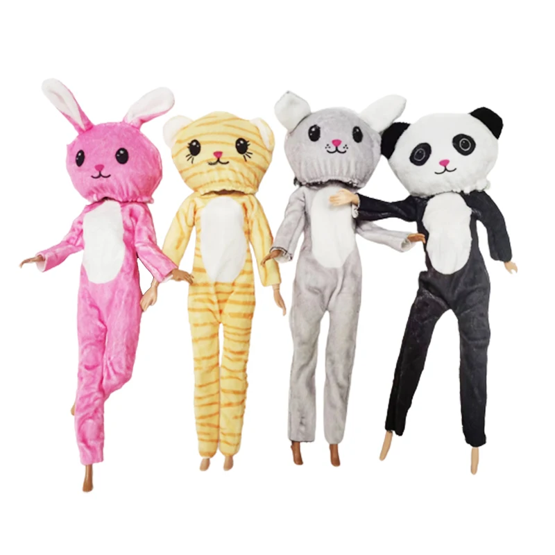 Childrens Toys Fashion Doll Clothes CartoonTiger Rabbit Panda Wear Animal Model Outfit Accessories for 30cm Girl Doll DIY Game