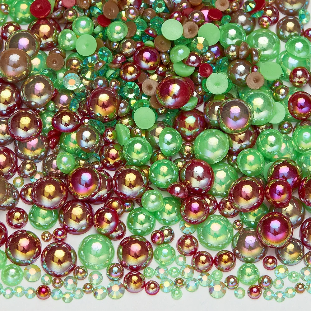 Halbrunde Perlen für DIY-Bastelarbeiten, Dekoration, gemischte Farben, flache Perlen, Strass-Edelsteine, lose Perlen für Nagelkunstbedarf – Detail 3