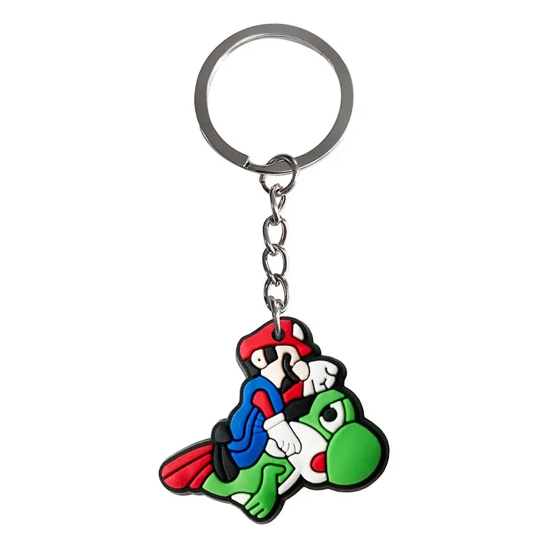 Super Mario Bros Keychain Silicone Funny Keyring Bag Pendant Couple Car Keyholder Creative Bag Charm Accessories Gift