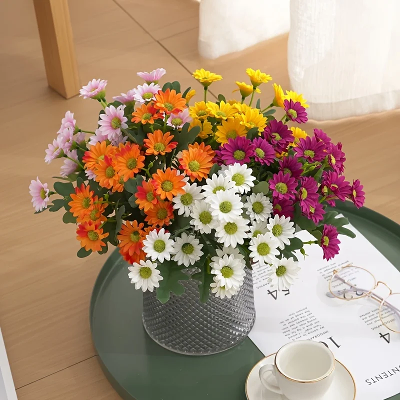 1/3 piezas de girasoles, pequeños ramilletes de margaritas y manzanilla, para decoración de bodas, materiales de decoración del hogar, flores artificiales DIY