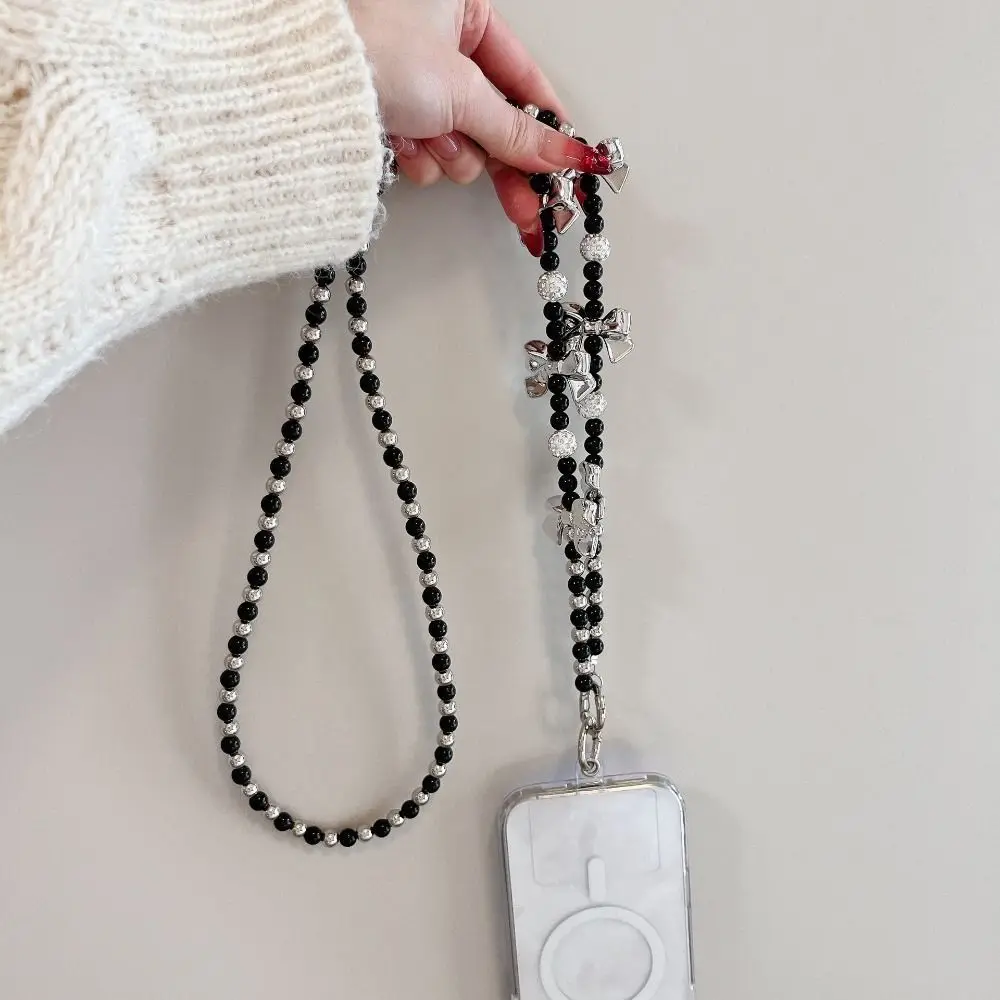 

Bow Heart Mobile Phone Lanyard Diagonal Lanyard With Card Crossbody Phone Chain Bag Chain Anti-loss DIY Mobile Phone Chain