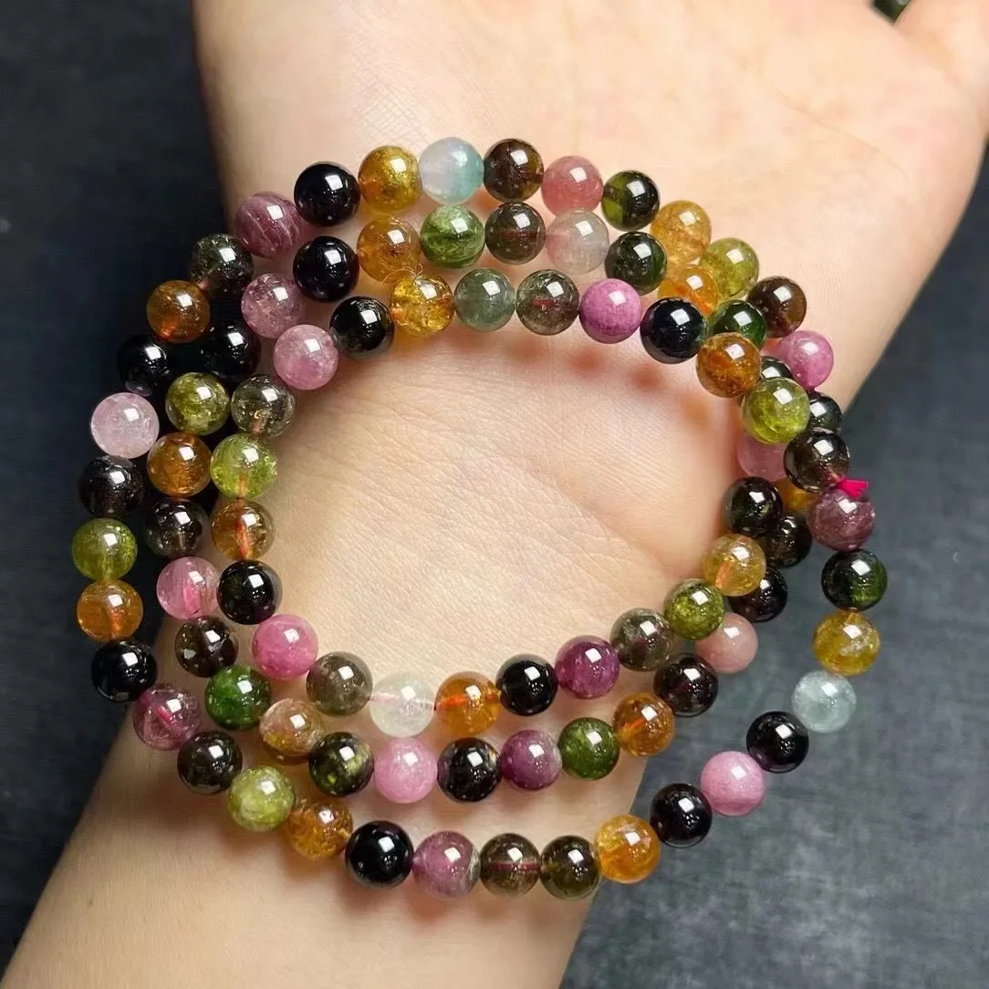 

Unit One Bracelet High Quality Natural Tourmaline Gemstone Crystal Healing Mulit Loop Bead Bracelet