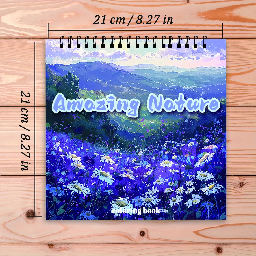 Amazing nature Coloring Book - 8.27 x 8.27 inches 32 pages coloring book - ideal gift for family or friends