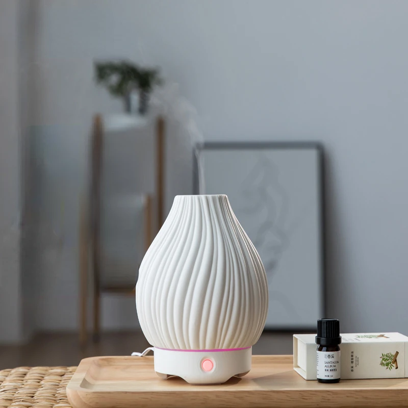 Ceramic Essential Oil Diffuser with Night Light Ultrasonic Aromatherapy Machine Humidifier Home Sleep Aid Aromatherapy Lamps