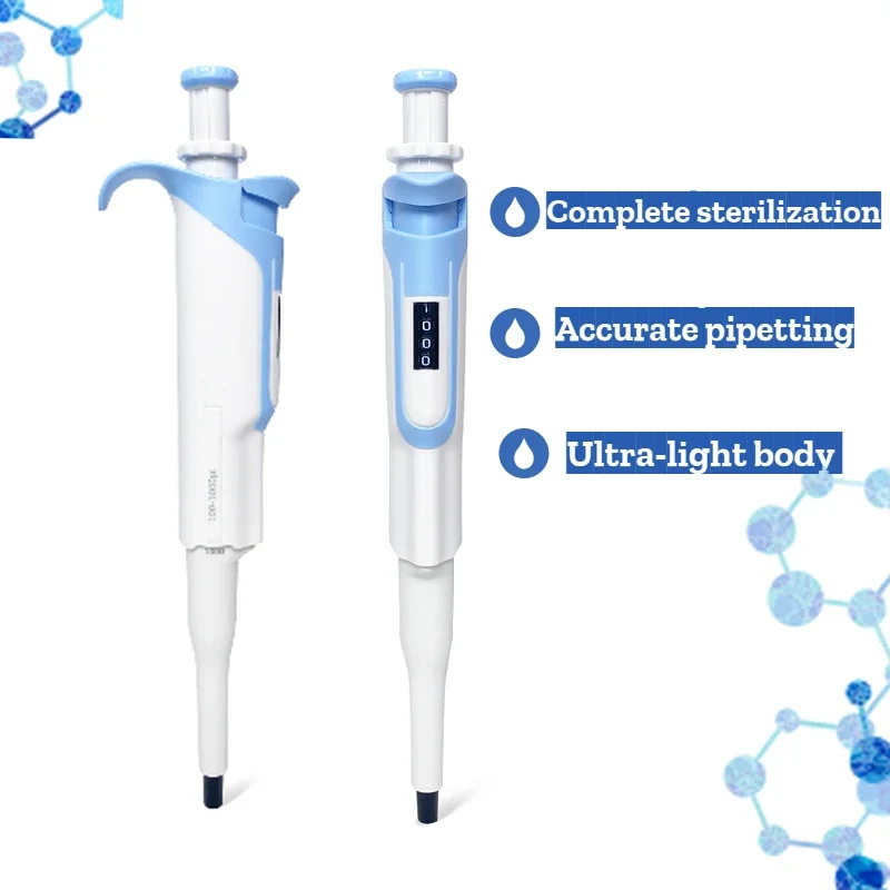 IKEME Fully Autoclavable Mechanical Pipette Ultra-light Body Digital Window Single-channel Adjustable MicoPipette Hipette