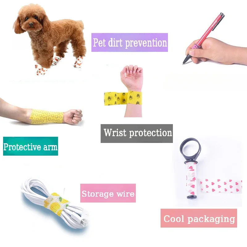 Cubierta de vendaje de agarre de tatuaje caliente, cintas no tejidas impermeables para mascotas, autoadhesivo, protección de muñeca y dedo, accesorios de tatuaje