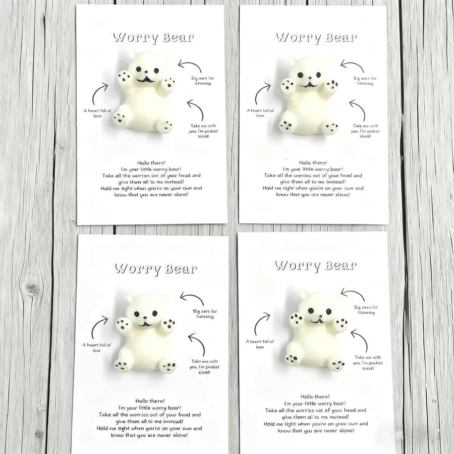 1/5/10/20/50/100 قطعة بطاقة الدب اللطيفة الصغيرة الخنفساء القلق ، عناق الجيب ، هدية الدعم ، هدية الصديق ، التفكير عنك عناق هدية ، عناق توك