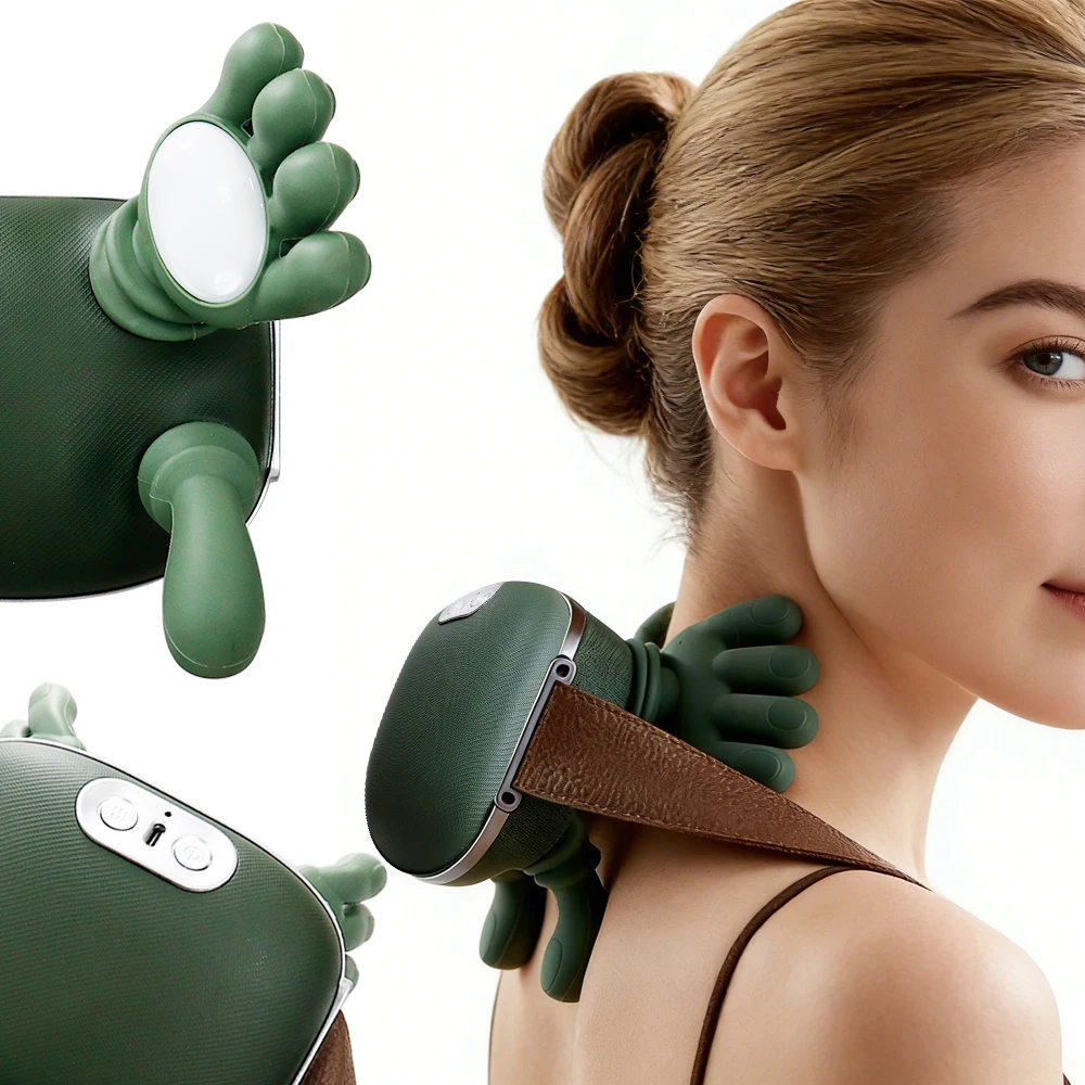Massageador Cervical N7 4D com Função de Amassamento Shiatsu para Ombros e Corpo, Dispositivo de Massagem Biónica com Dedos Relaxantes