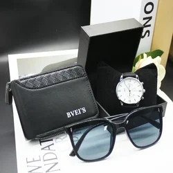 4pcs Set Automatic Movement Watch  Wallet Watch Men's Wallets Luxury Brand Designer Bag for Men Include Bracelet Box for Work