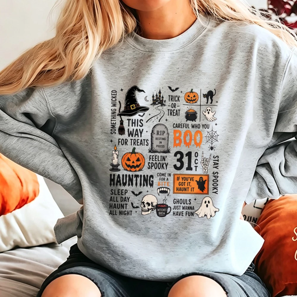 Vintage Fashion Collage - Halloween Slogan Collage Sweatshirt Spooky Doodle