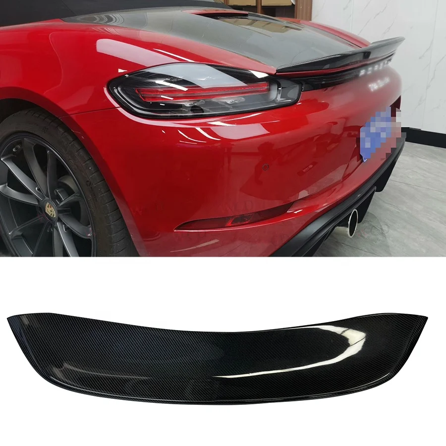 

High Quality Carbon Fiber Rear Trunk Ducktail Spoiler for Porsche 718 Cayman Boxster Rear Spoiler Car Accessories