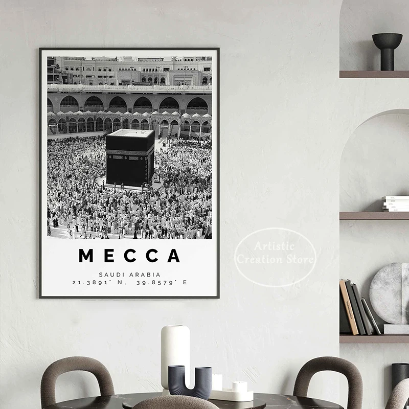 Middle East Black and White Print Dubai Jerusalem Travel Muscat Poster Canvas Painting Wall Picture Living Room Wall Home Decor