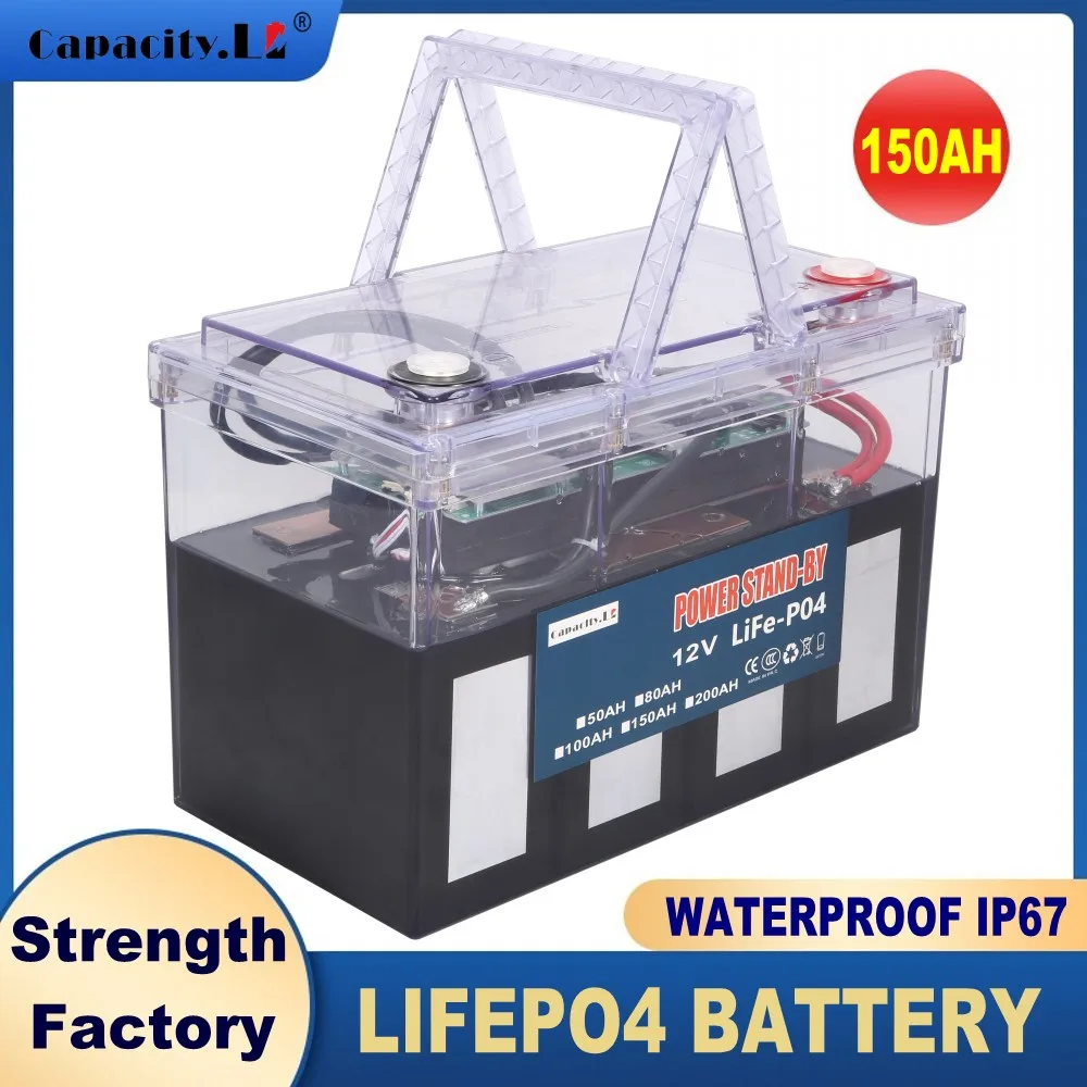 12V Lifepo4 Battery Pack 100AH Boat Battery Waterpr Power Station Outdoor Camping Solar Storage Lithium Battery 150AH Equipment