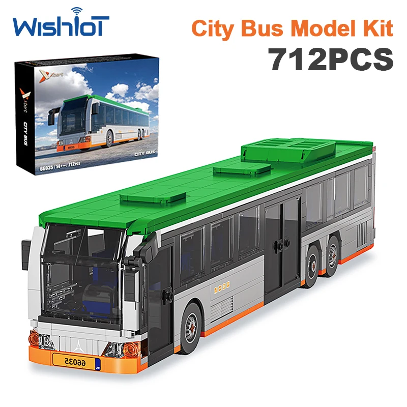 66035 712pcs City Bus Vehicle Model Building Blocks Set DIY Public Transport Assembly Bricks Puzzle Toy Kids Gifts