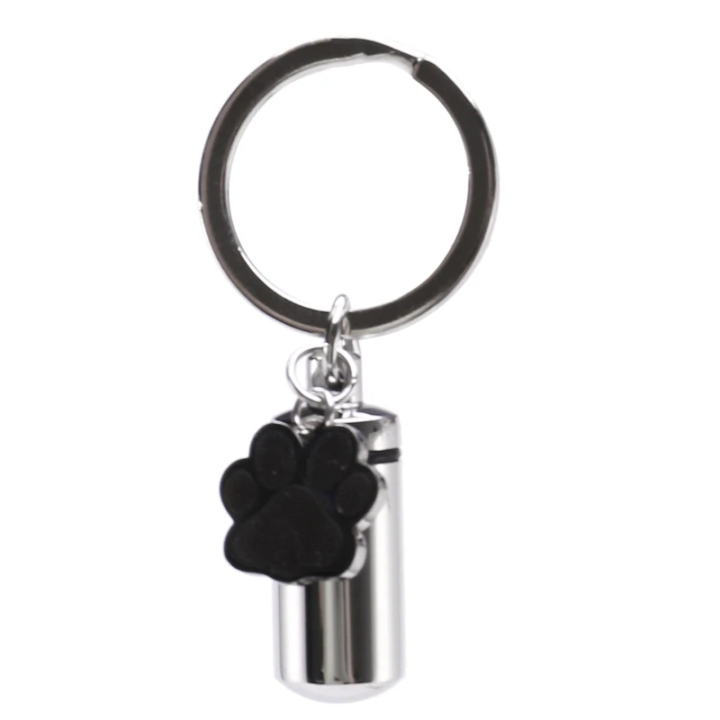 4X Stainless Steel Pet Puppy Dog Charm Cylinder Keychain For Ashes Hair Memorial With Filler Kit And Bag