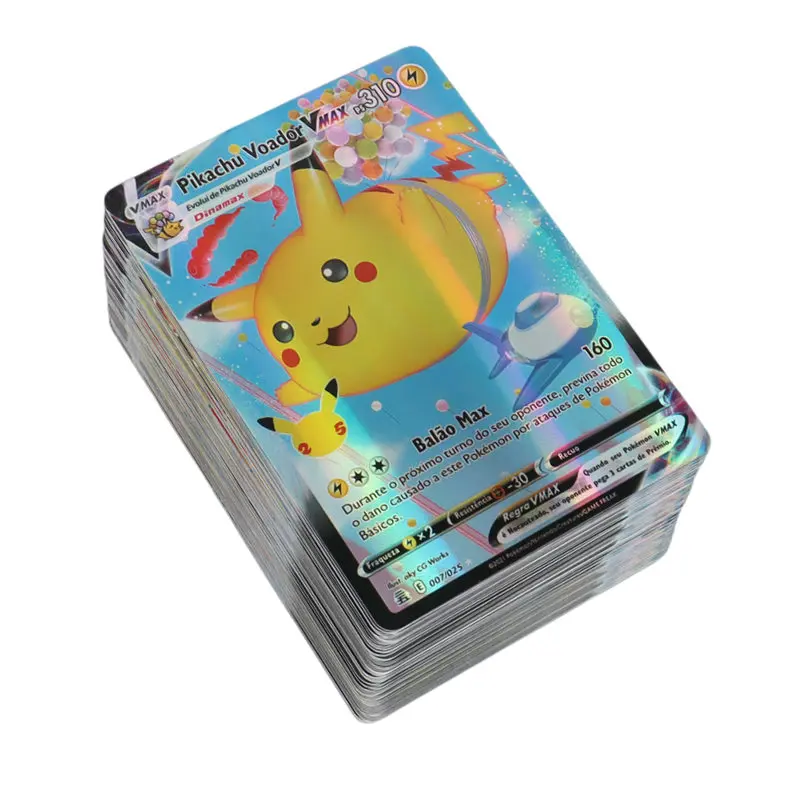 100Pcs Portuguese Pokemon Cards Holographic Vstar Vmax GX Letter with Rainbow Arceus Shiny Charizard trade card children toys