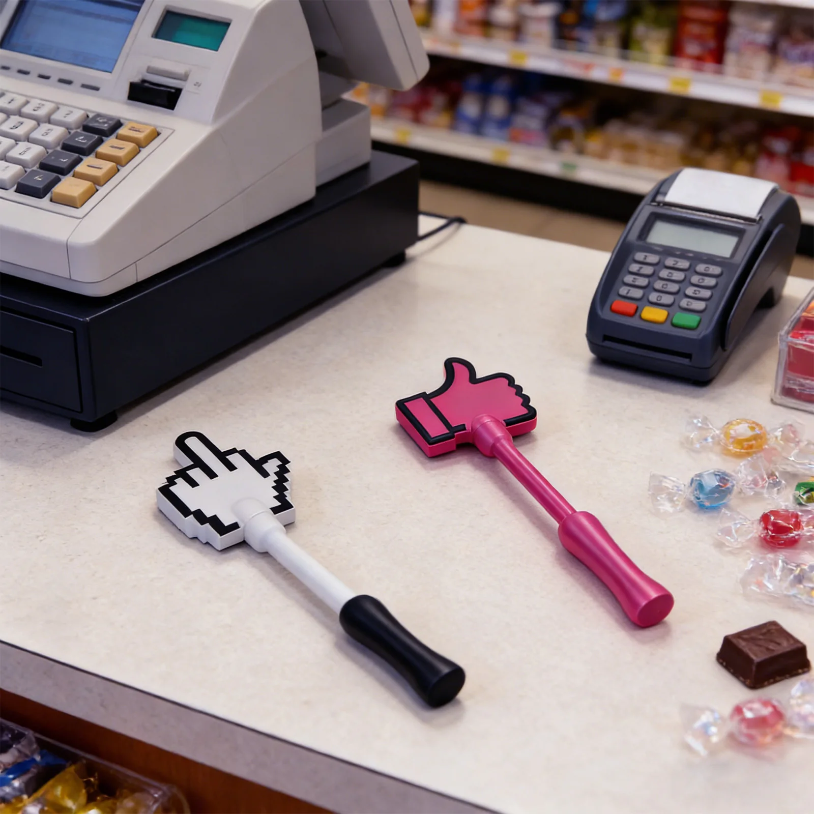 

Contactless Payment Tool 3d Printed Payment Magic Wand Pixel Hand Design Card Holder Novelty Retail Accessory Fun Checkout Gift